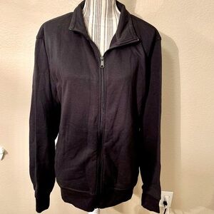 NWT Zip-Up Sweatshirt XL Black Amazon Essentials Long-Sleeve Side Pockets Cotton